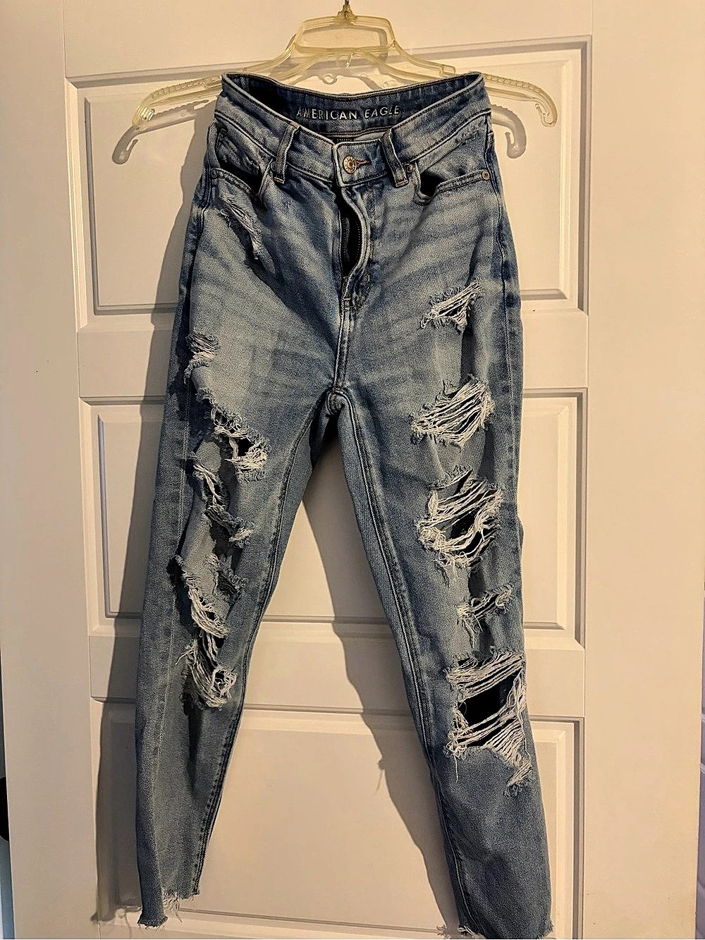 American Eagle Jegging Distressed Skinny Jeans in Blue Size 0
